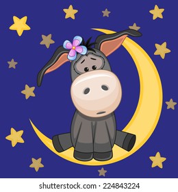 Cute Donkey is sitting on the moon 