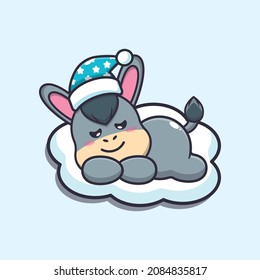 Cute donkey sleep. Cute cartoon animal illustration. Cute cartoon animal illustration.