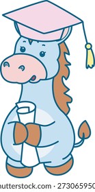 Lindo icono de la etiqueta engomada del burro. Funny Donkey fue la graduación 