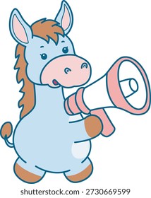 Lindo icono de la etiqueta engomada del burro. Sonido divertido del burro con el altavoz 