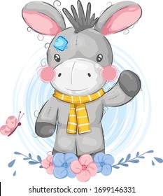 Cute donkey teddy with floral ornament