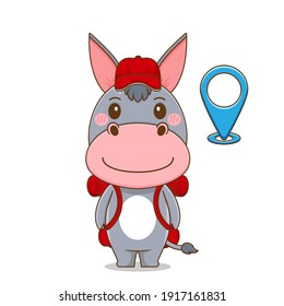 Cute donkey traveling vector design illustration