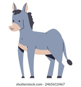 Cute donkey vector cartoon farm animal illustration isolated on a white background.