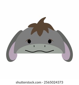 cute donkey vector design, drawing cartoon donkey face, drawing simple donkey face full color