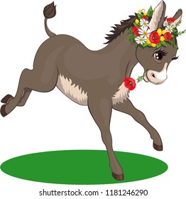 Cute donkey. Vector illustration as a design element.