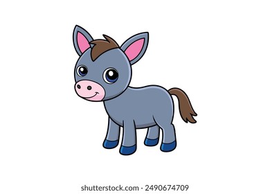 Cute donkey vector illustration, perfect for digital and print designs