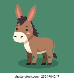 Ilustração de vetor de burro bonito. Este burro de estilo cartoon adorável é perfeito para desenhos infantis, materiais educativos e artigos de papelaria com temas animais. Ideal para impressões, cartões e decoração de berçário.