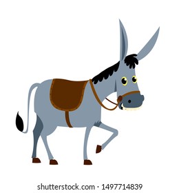 Cute Donkey Vectoral Illustration. White Background Isolated.