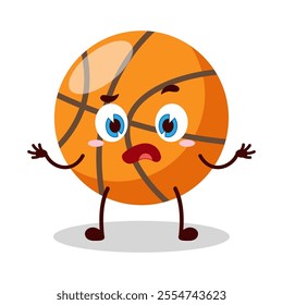 cute don't know expression of basket ball cartoon character