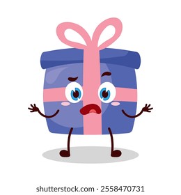 cute don't know expression of blue gift box cartoon character
