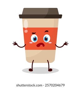 cute don't know expression of coffee cup cartoon character
