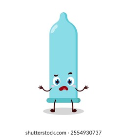 cute don't know expression of condom character