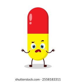 cute don't know expression of drug capsule cartoon character
