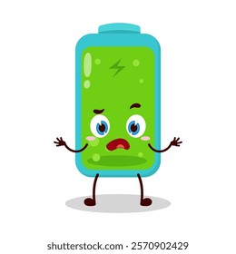 cute don't know expression of full battery cartoon character
