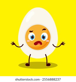 cute don't know expression of half boiled egg cartoon character