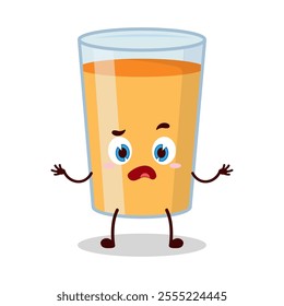 cute don't know expression of orange juice cartoon character