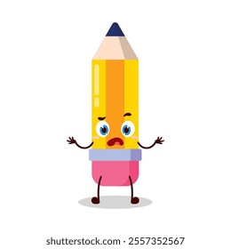 cute don't know expression of pencil cartoon character