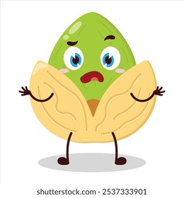 cute don't know expression of pistachio character