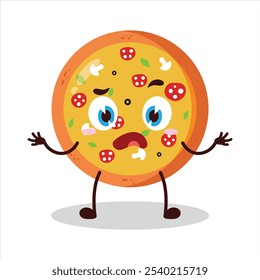 cute don't know expression of pizza character