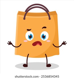 cute don't know expression of shopping bag character