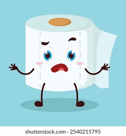 cute don't know expression of toilet paper character