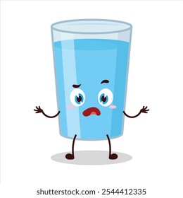 cute don't know expression of water in glass cartoon character