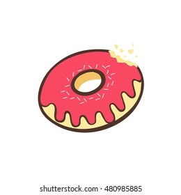 cute donut with bite vector