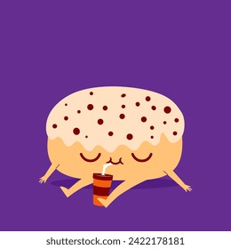 Cute donut cartoon character expression