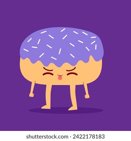Cute donut cartoon character expression
