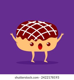 Cute donut cartoon character expression