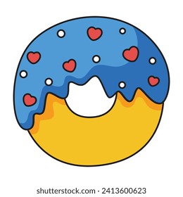Cute donut cartoon icon. vector illustration.