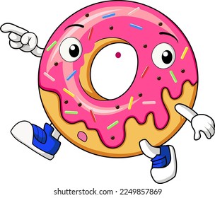 Cute donut cartoon mascot character