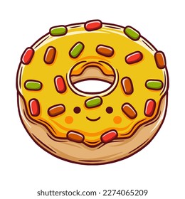 cute donut character in trendy kawaii style.