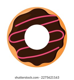 Cuto donut con vidrio Choclate y vector de Choco rosa Ilustración de comida Doodle de panadería aislado en fondo blanco