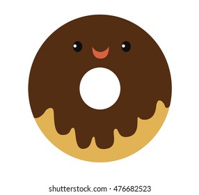 Cute donut with chocolate icing