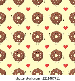 Cute donut Schokolade, nahtloser Musterhintergrund Vektor-Bild