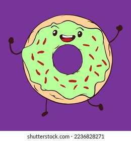 cute donut emoticon character illustration. smiling donut mascot