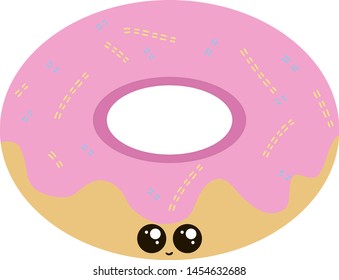 Cute donut with eyes, illustration, vector on white background.