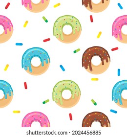 Cute donut flat design pattern illustration