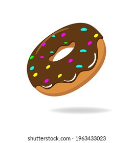 Cute donut flying cartoon vector icon illustration. Food icon concept isolated, in flat cartoon style
