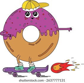 Cute donut food character vector