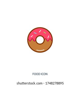 Cute Donut icon isolated on background. Symbol, logo. Vector illustration