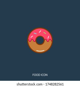 Cute Donut icon isolated on background. Symbol, logo. Vector illustration