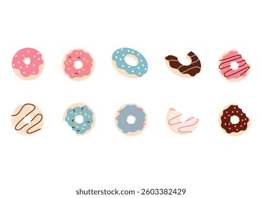 Cute Donut Illustration Element Set