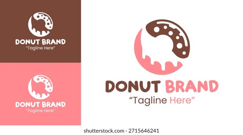 Un lindo logotipo de dona adecuado para marcas de bocadillos, tiendas de postres y elementos visuales de panadería juguetones.