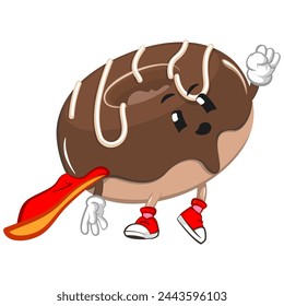 cute donut mascot character vector illustration being a superhero in a vector illustration of cute potato mascot being a superhero in a cloak