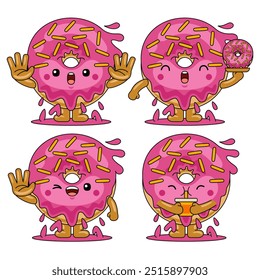  cute donut mascot character vector illustration