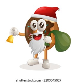 Cute donut mascot santa claus christmasPerfect for food store, small business or e-Commerce, merchandise and sticker, banner promotion, food review blog or vlog channel
