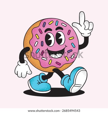 Cute Donut Mascot Vector Illustration – Funny Cartoon Dessert Character Design