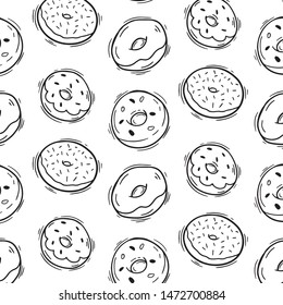 Cute Donut Sketch Doodle Pattern